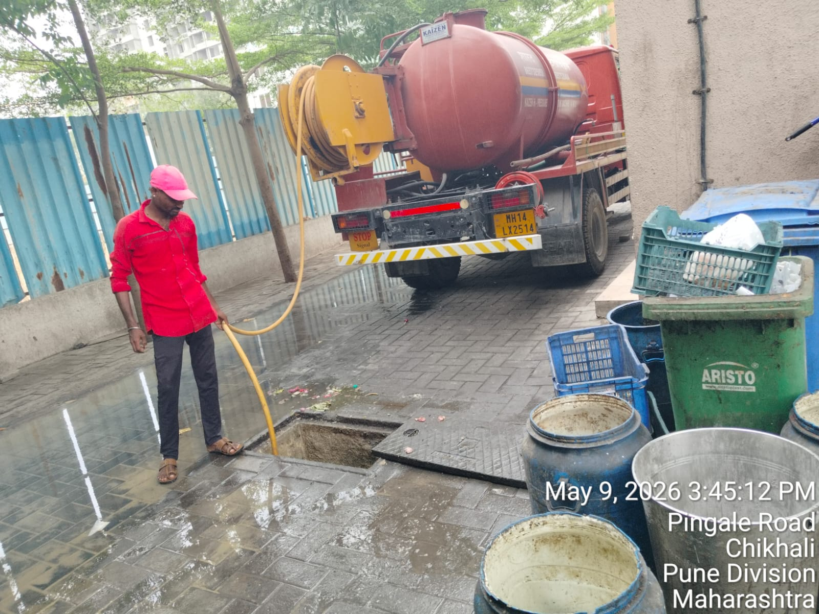 SHARAD Enterprises vacuum tanker with company identification