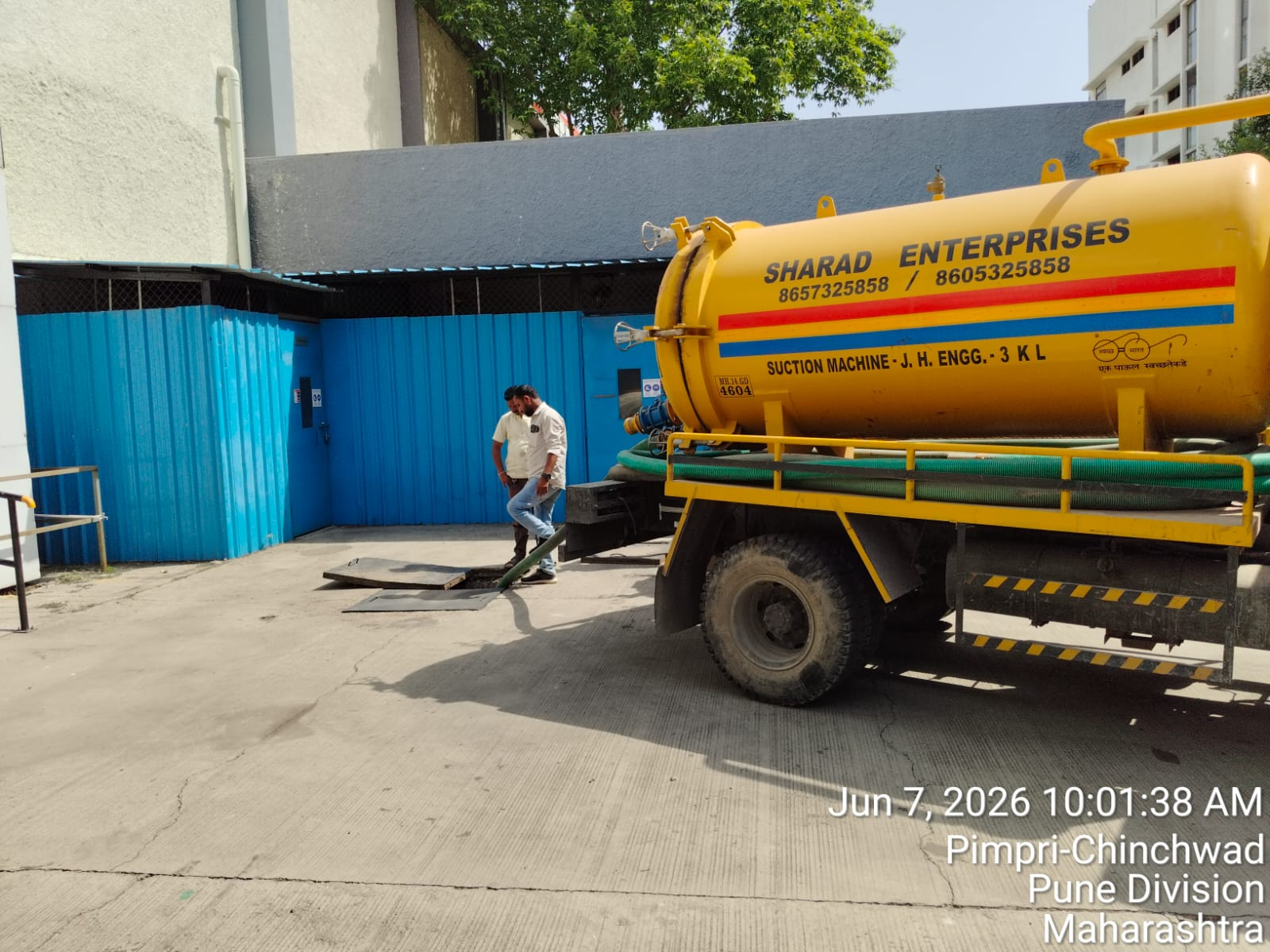 SHARAD tanker truck positioned for pumping work